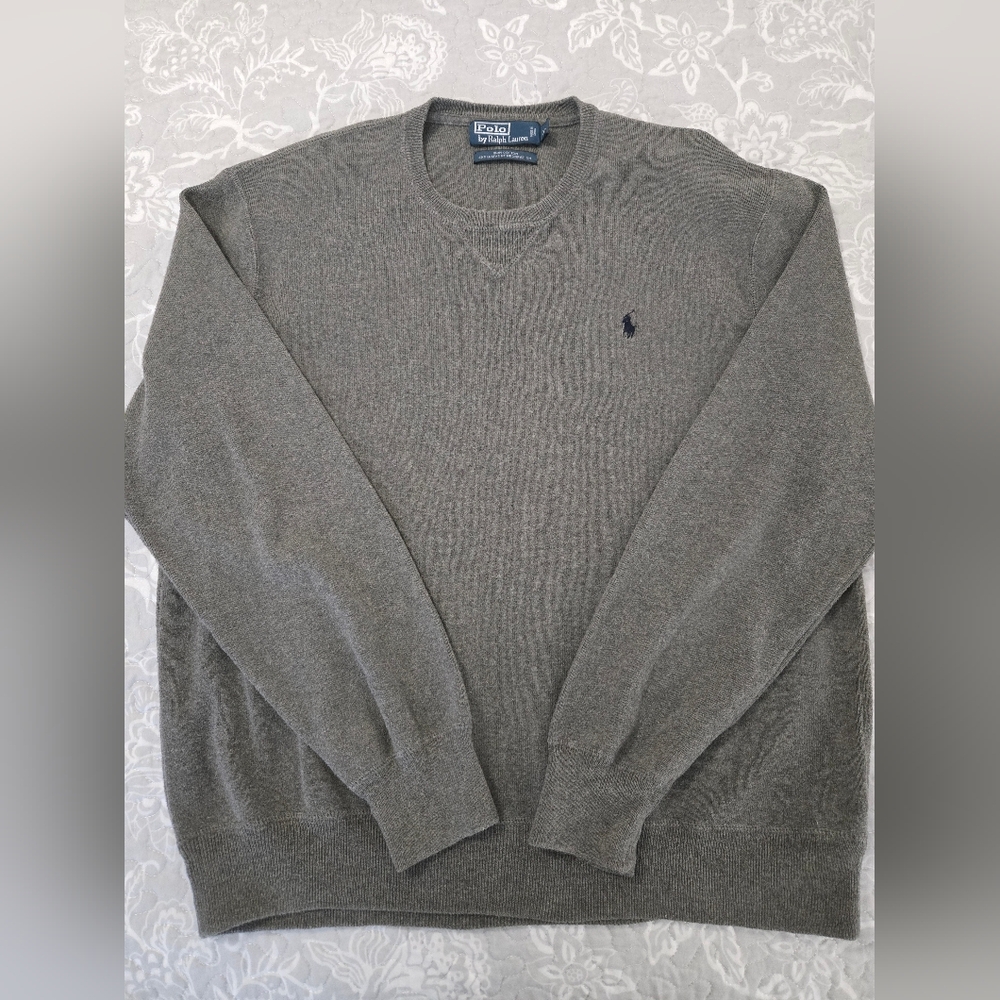 Polo Ralph Lauren 100% Cotton Gray Pullover Sweatshirt Sweater Men's XL